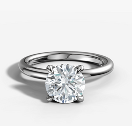 Hidden Halo Signature Solitaire Engagement Ring with Round Brilliant Cut Diamond