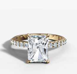 2.08ct Radiant Diamond Band Engagement Ring