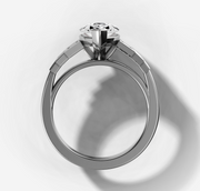 Baguette Accent Engagement Ring with Marquise Cut Diamond