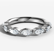 Shared Prong Band With 0.12ct Marquise Cut Diamonds Set East West