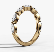 Shared Prong Band With 0.12ct Marquise Cut Diamonds Set East West