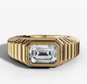 Bezel East West Emerald Ring | Jewelverra