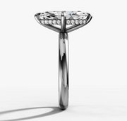 Hidden Halo Signature Solitaire Engagement Ring with Marquise Cut Diamond