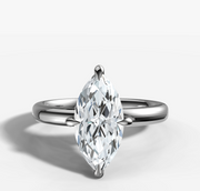 Hidden Halo Signature Solitaire Engagement Ring with Marquise Cut Diamond
