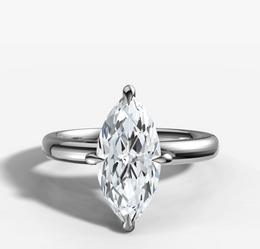Hidden Halo Signature Solitaire Engagement Ring with Marquise Cut Diamond