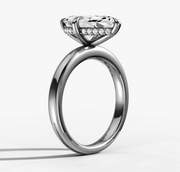 Hidden Halo Signature Solitaire Engagement Ring with Marquise Cut Diamond