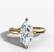 Hidden Halo Signature Solitaire Engagement Ring with Marquise Cut Diamond