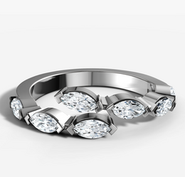 Shared Prong Band With 0.15ct Marquise Cut Diamonds Set East West Wrapped