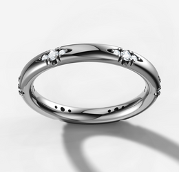 Star Set Three Stone Diamond Band