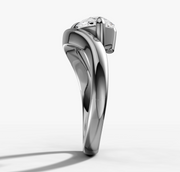 East West Curved Engagement Ring with Pear Cut Diamond