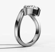 East West Curved Engagement Ring with Pear Cut Diamond