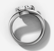 East West Curved Engagement Ring with Pear Cut Diamond