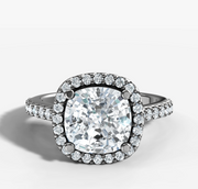 Signature Halo Diamond Engagement Ring with Cushion Cut Diamond