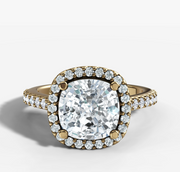 Signature Halo Diamond Engagement Ring with Cushion Cut Diamond