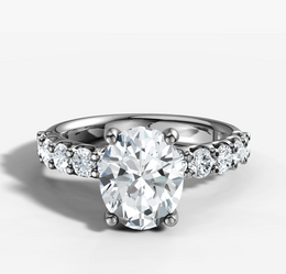 Powerful Prong Set Diamond Engagement Ring with Oval Cut Diamond