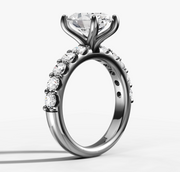 Powerful Prong Set Diamond Engagement Ring with Oval Cut Diamond