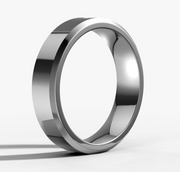 Beveled Edge Band With Round Cut Diamond