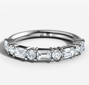 Emerald and Round Diamond Band | Jewelverra