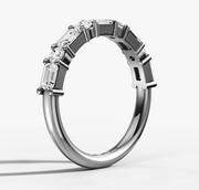 Emerald and Round Diamond Band | Jewelverra