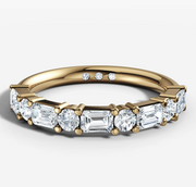 Emerald and Round Diamond Band | Jewelverra