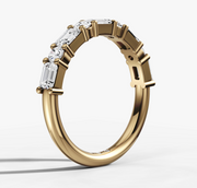 Emerald and Round Diamond Band | Jewelverra