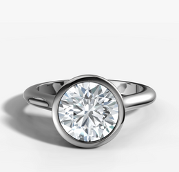 Bezel Set Engagement Ring with Round Brilliant Cut Diamond