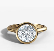 Bezel Set Engagement Ring with Round Brilliant Cut Diamond