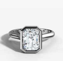 Bezel Set Engagement Ring with Radiant Cut Diamond