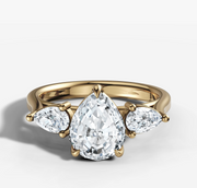 Three Stone Pear Diamond Ring | Jewelverra
