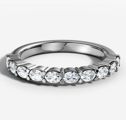 Shared Prong Band With 0.15ct Oval Cut Diamonds Set East West
