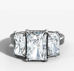 Three Stone Engagement Ring with Radiant Cut Diamonds