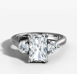 Round Trilogy Engagement Ring with Radiant Cut Diamond