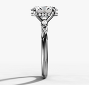 Marquise Trilogy Twist Diamond Engagement Ring with Oval Cut Diamond