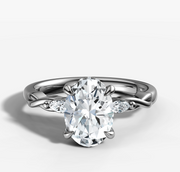 Marquise Trilogy Twist Diamond Engagement Ring with Oval Cut Diamond