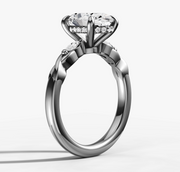 Marquise Trilogy Twist Diamond Engagement Ring with Oval Cut Diamond