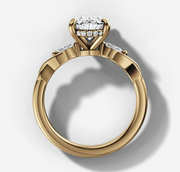 Marquise Trilogy Twist Diamond Engagement Ring with Oval Cut Diamond