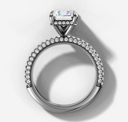 Knife Edge Pave Engagement Ring with Radiant Cut Diamond