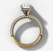 Knife Edge Pave Engagement Ring with Radiant Cut Diamond