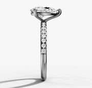 Petite Pave Diamond Engagement Ring with Pear Cut Diamond