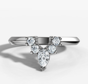 Crown Pear and Round Diamond Band | Jewelverra