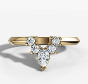 Crown Pear and Round Diamond Band | Jewelverra