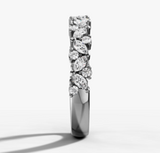 Shared Prong Cluster Band With Marquise and Round Brilliant Cut Diamonds