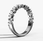 Shared Prong Cluster Band With Marquise and Round Brilliant Cut Diamonds