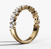 Shared Prong Cluster Band With Marquise and Round Brilliant Cut Diamonds