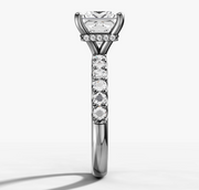 Hidden Halo Shared Prong Diamond Engagement Ring with Princess Cut Diamond
