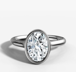 Bezel Set Engagement Ring with Oval Cut Diamond