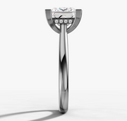 Hidden Halo Cathedral Engagement Ring with Princess Cut Diamond