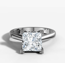 Hidden Halo Cathedral Engagement Ring with Princess Cut Diamond