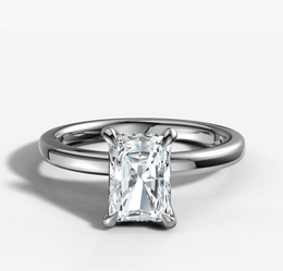 Hidden Halo Signature Solitaire Engagement Ring with Radiant Cut Diamond