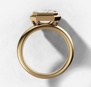 Floating Bezel Set Engagement Ring with Emerald Cut Diamond